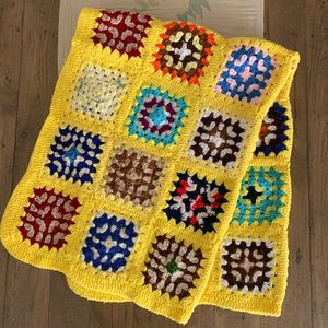 Vintage handmade granny square crochet blanket